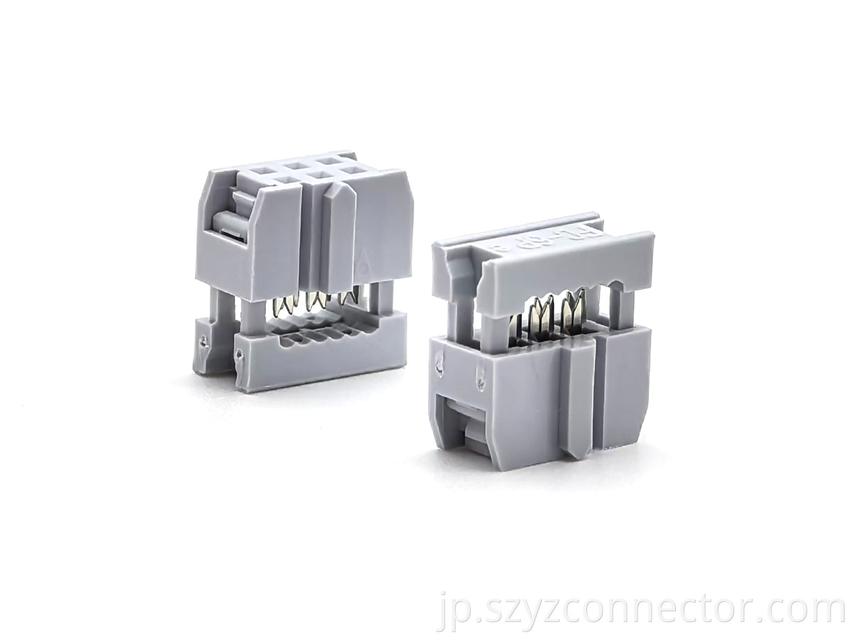 2.54mmピッチ IDCソケットコネクタ スリーピース ボス付き ブロンズハーフゴールド 6P 2.54mm Pitch IDC Socket Connector Three-Piece With Boss Bronze Half-Gold 6P